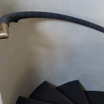 Black Leather Wrapped Brass Handrail