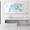 72x36 inches Original Large Modern white light blue Painting - Bay side