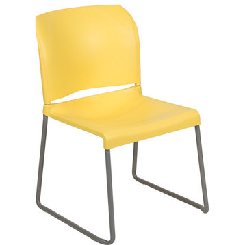 Yellow Full Back Contoured Stack Chair, Gray Powder Coated Sled Base