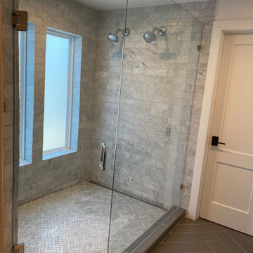 MASTER BATHROOM - Carrara 3"x 6" Subway Marble / Herringbone Large Shower
