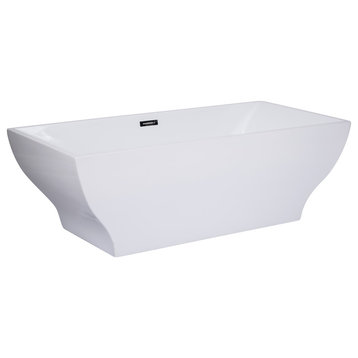 AB8840 67 inch White Rectangular Acrylic Free Standing Soaking Bathtub