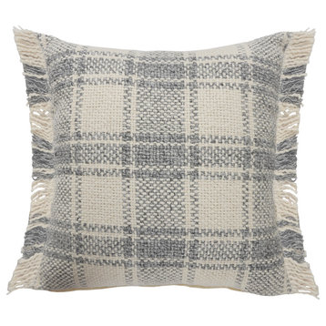 Charles Casual Plaid Cabin Throw Pillow With Fringe