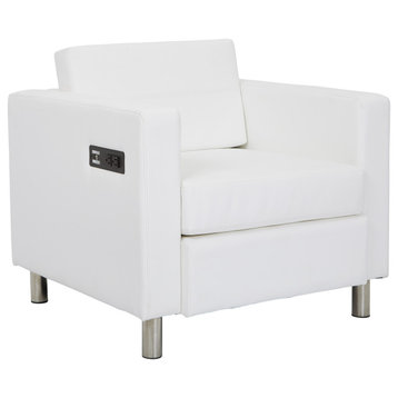 Chair With Single Charging Station, Gavotte Gray, White