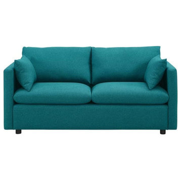 Melrose Upholstered Fabric Sofa, Teal
