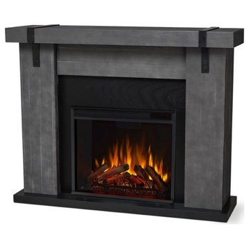 Bowery Hill Contemporary Electric Fireplace in Gray Barnwood