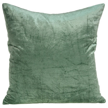 Charlotte Transitional Green Solid Pillow Cover With Poly Insert