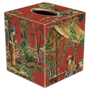 TB224 - Red Chinoiserie Tissue Box Cover