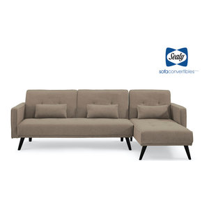Sydney Pecan Sealy Perris Sofa Convertible with Storage by Sealy