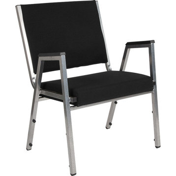 Antimicrobial Bariatric Arm Chair With Silver Vein Frame, Black Fabric
