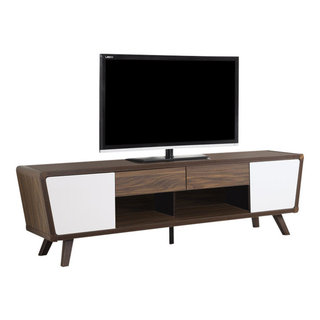 Benzara BM156155 Glittering Two Tone Modern TV Stand White