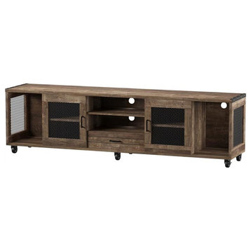 Catania Modern Industrial Wood TV Stand with Casters in Oak Finish