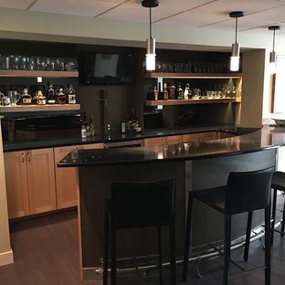 75 Beautiful Home Bar With Solid Surface Countertops And Black