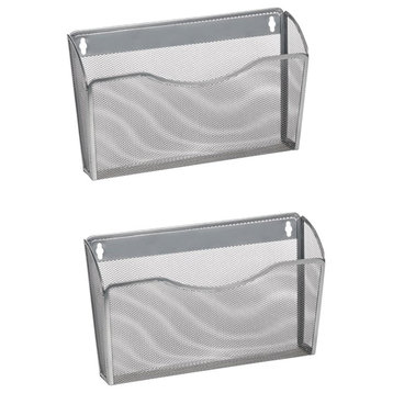 YBM Home Mesh Wall Mount File Holder Silver 13.1"x3.75"x8.5", 2-Pack