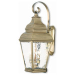 Livex Lighting - Livex Lighting 2605-01 Exeter - Three Light Outdoor Wall Lantern - Stately and classic, this outdoor wall lantern offExeter Three Light O Antique Brass Clear  *UL Approved: YES Energy Star Qualified: n/a ADA Certified: n/a  *Number of Lights: Lamp: 3-*Wattage:60w Candelabra Base bulb(s) *Bulb Included:No *Bulb Type:Candelabra Base *Finish Type:Antique Brass