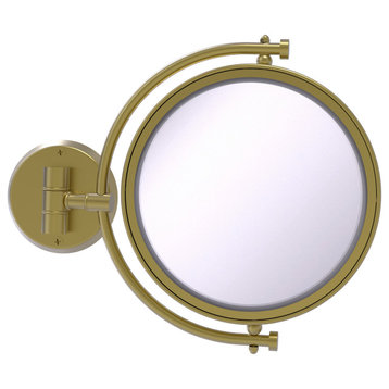 8" Wall-Mount Makeup Mirror, Satin Brass, 5x Magnification
