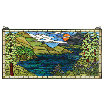 Meyda Lighting 65497 40"W X 20"H Sunset Meadow Stained Glass Window