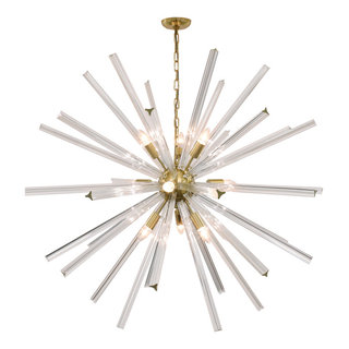 Stella Starburst Satin Brass Large Sputnik Chandelier, 46