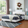 57 in. Upholstered Bed in White (Queen: 86 in. L x 66 in. W x 36.5 in. H (53 lbs