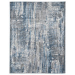 Amer Rugs - Cairo Rapids Blue Polyester Blend Area Rug, 5'3"x7'9" - Free-flowing like the Nile, this modern area rug features abstract and geometric patterns mixed together to create a beautiful piece of floor art. The high-low pile height adds drama and movement, and its polyester fiber blend adds superior softness underfoot. Power-loomed in Egypt, this area rug promises exceptional quality, easy care, and will envelop your space in cool, modern comfort.