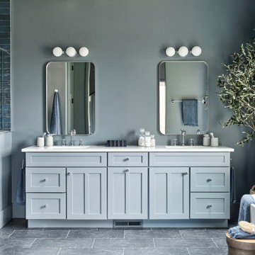 Gracious Home Custom Cabinetry - Flat Panel Maple cabinets in color Dusk