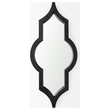 Tamanar 15.0x3.0x34.1 Black Wood Frame Wall Mirror