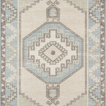 Momeni - Momeni Anatolia Machine Made Traditional Area Rug Light Blue - 5'3" X 7'6" - The pastel color palette of the Anatolia presents the softer side of tribal style. Subdued shades of pink, baby blue and brown fill the field and ornamental rug borders with classical medallions and vine and dot motifs. Crafted in an innovative combination of natural wool and nylon threads, modern machining mimics ancestral weaving techniques to create a series of chic floor coverings that are superior in beauty and performance.