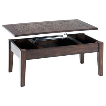 Baroque Brown Lift Top Cocktail Table with Mosaic Tile Inlay