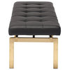 Nuevo Louve Faux Leather Tufted Bench in Black and Gold