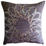 The HomeCentric - Purple Sequins Flower 18"x18" Silk Pillows Cover, Plum Blossom - Plum Blossom is an exclusive 100% handmade decorative pillow cover designed and created with intrinsic detailing. A perfect item to decorate your living room, bedroom, office, couch, chair, sofa or bed. The real color may not be the exactly same as showing in the pictures due to the color difference of monitors. This listing is for Single Pillow Cover only and does not include Pillow or Inserts.