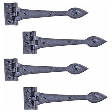 Door Strap Hinge Heart Tip Rough Forged Iron 10" Pack of 4 Renovators Supply