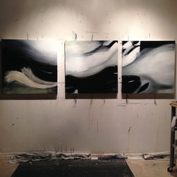 Chasing the Light - 3 panels in Studio - Paintings