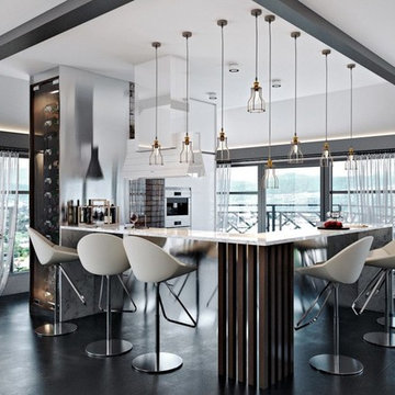 Living room, Dining room, Kitchen. Creative Design with the Spring accents