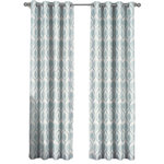 Royal Tradition - Jacqueline 2PC Grommet Jacquard Panels, Mist, 108"x84", Set of 2 - Add splendor and classiness to any room with these dazzling Modern Jacqueline Grommet Top Window Curtain Panels. The stylish Jacquard Textured pattern of these drapes conveys a refined and classic look to your home. These Jacquard Textured Panels come as a set of 2 panels. They are available in various colors and many different lengths to suit your specific needs.