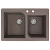 Radius 33" silQ Granite Double Bowl Kitchen Sink with 2 Holes in Espresso