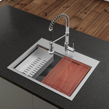 Ravi Single Basin 30x22 Topmount Kitchen Workstation Sink