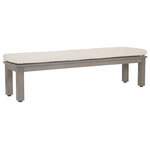 Sunset West - Laguna Dining Bench With Canvas Flax Cushion - A re-imagination of materials, the Laguna collection from Sunset West embodies effortlessly stylish living. Crafted in lasting aluminum, with a hand-brushed finish to mimic real driftwood, Laguna captures a timeless look with modern sensibility - offering the look and feel of natural wood, with minimal maintenance.