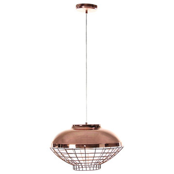 Contemporary One Light Iron Pendant With Bulb