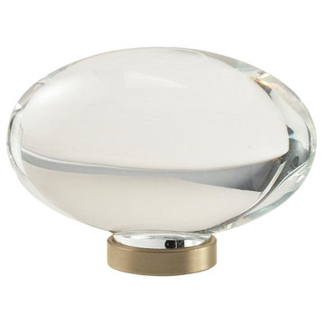 Amerock Glacio 1-3/4" 44 mm Length Oval Cabinet Knob, Clear/Golden Champagne