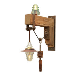 railroadware - Telegraph Crossarm Beam Insulator Light Pulley Sconce 17 - Wall Sconces