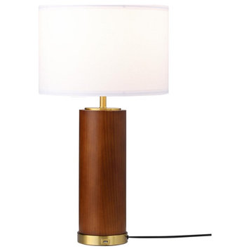 Coaster Aziel Wood & Fabric Bedside Table Lamp in Cappuccino and White