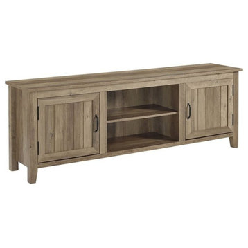Pemberly Row Modern Wood 70" TV Console for TVs up to with 2-Side Doors in Oak