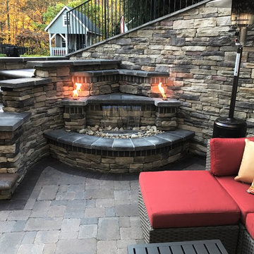 Walk out basement patio w/TV, Gas fireplace and water feature - Lewis Center, OH