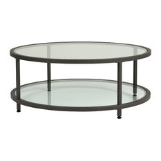 Camber Round Coffee Table Pewter and Clear Glass