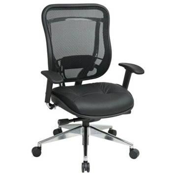 Executive High Back Chair With Breathable Mesh Back and Leather Seat