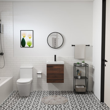 BNK Wall-Mounted Small Bathroom Vanity 18" , 18"x15", California  Walnut