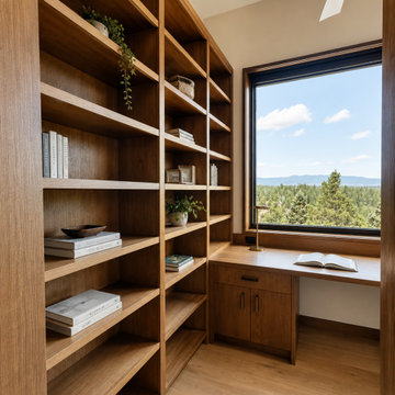 Built-In Office Bookcases & Window Desk - Bend, OR
