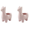 Set Of 2 5" Ceramic Llama Empty, Pink