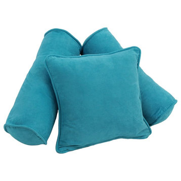 Solid Microsuede Throw Pillows with Inserts, Set of 3, Aqua Blue, Aqua Blue