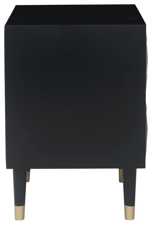 Linon Alick Wood Geo Texture 2 Drawer Nightstand with Gold Hardware in ...
