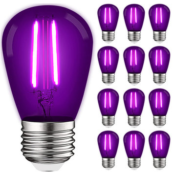 Luxrite 12-Pack S14 Edison LED Purple Light Bulb String Light 0.5W E26